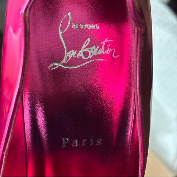 Christian Louboutin Hot Chick 100 Patent Lining in Fuxia Size 39.5 - Picture 8 of 11